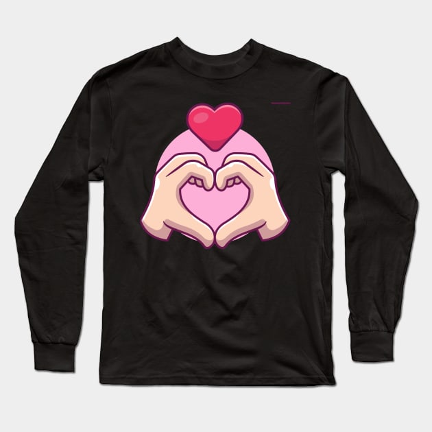 Hand sign love cartoon Long Sleeve T-Shirt by Catalyst Labs